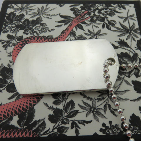Gucci 925 Sterling Silver Dog Tag Unisex Pendant Necklace with Box Made in Italy