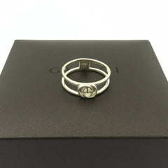 GUCCI 925 Sterling Silver Interlocking G Ring Size 7 Made in Italy with Box