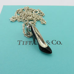 Tiffany & Co 925 Sterling Silver Black Blue Enamel High Heel Pendant Charm 