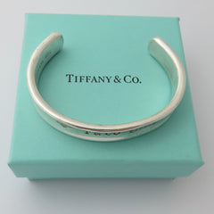TIFFANY & CO 925 Sterling Silver Wide 1837 Cuff Bangle Bracelet with Box