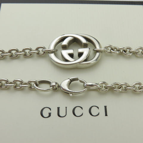 Gucci 925 Sterling Silver Interlocking G Oval Link Unisex Pendant Necklace