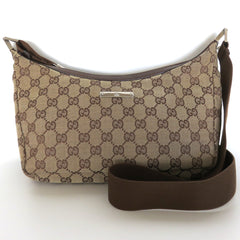 GUCCI Brown GG Monogram Canvas Leather Unisex Cross Body Shoulder Bag Purse 