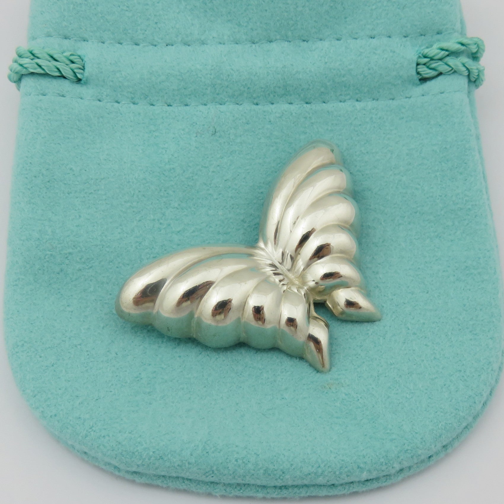 TIFFANY & CO 925 Sterling Silver Butterfly Brooch with Pouch