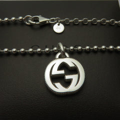 Gucci 925 Sterling Silver Interlocking G Ball Chain Unisex Necklace with Box