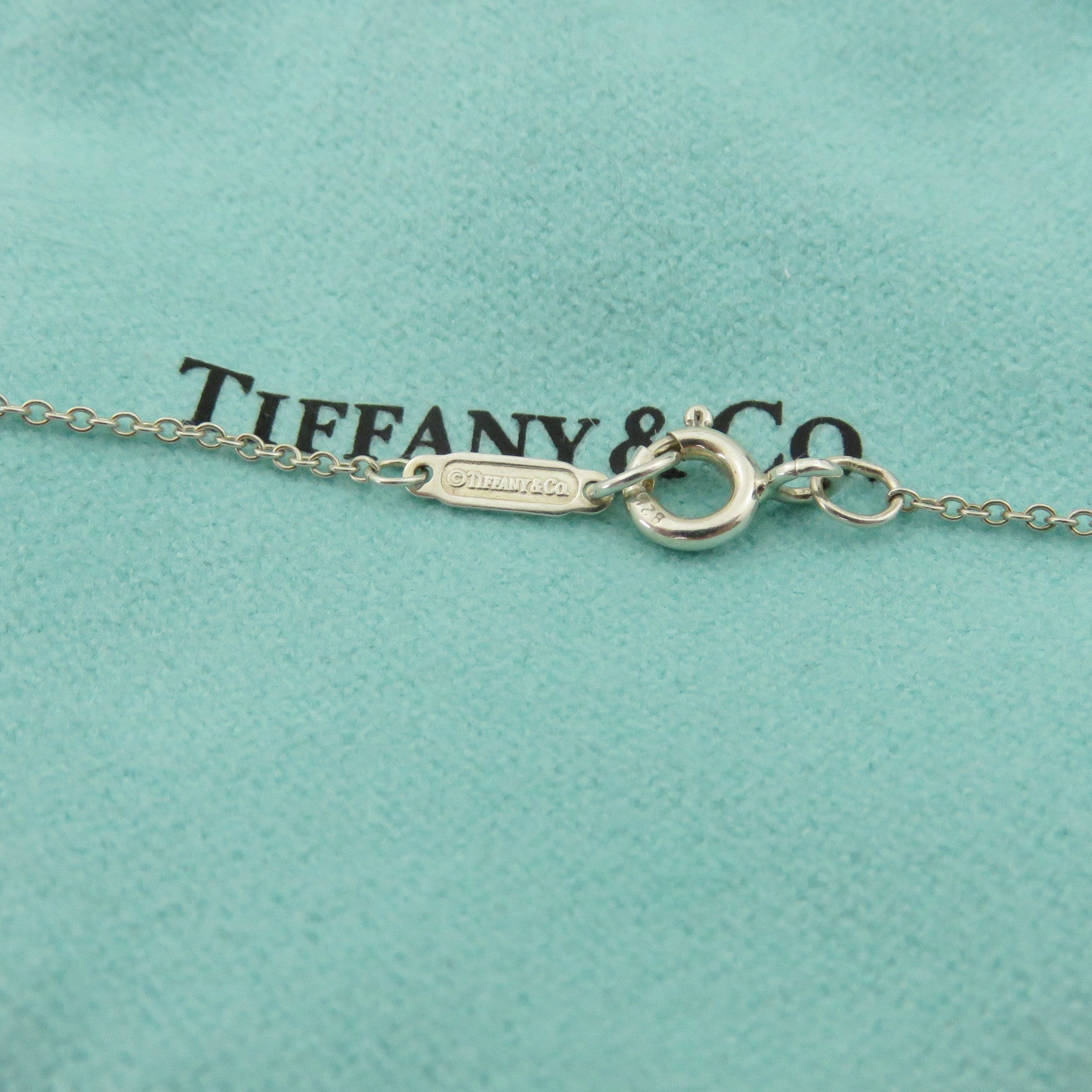 TIFFANY & CO 925 Sterling Silver Double Heart Dangle Necklace with Po0uch