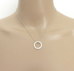 TIFFANY & CO 925 Sterling Silver 1837 Circle Pendant Necklace with Box