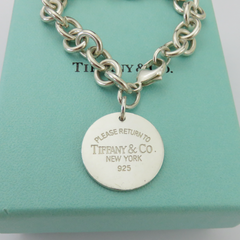 TIFFANY & CO 925 Silver Return to Tiffany Round Bold Link Bracelet with Box