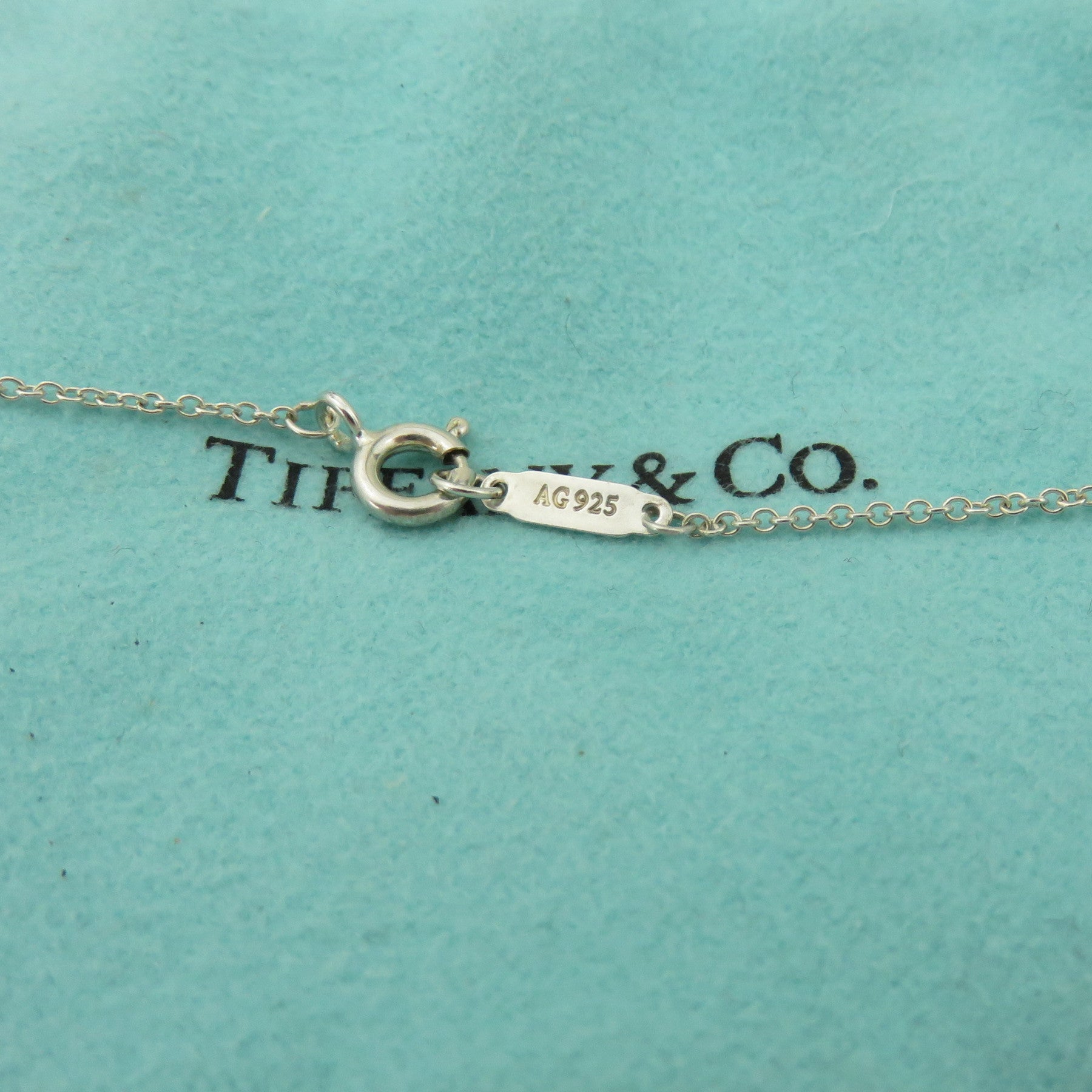 TIFFANY & CO 925 Sterling Silver 1837 Interlocking Circles Pendant Necklace 